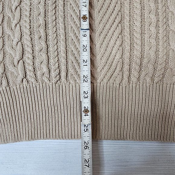 Vertical Design Camel Cream Eggshell Cable Knit Sweater w/ Front Pockets EUC! XL - Picture 12 of 12